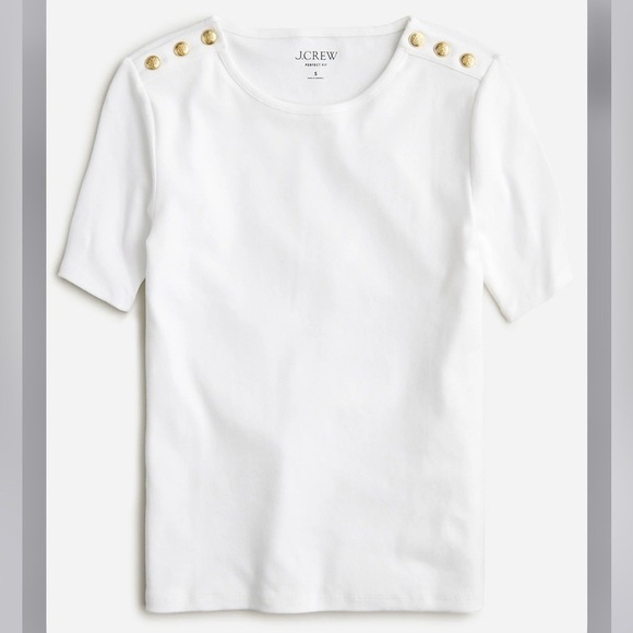 J crew Perfect-fit elbow-sleeve T-shirt with buttons - Picture 1 of 2
